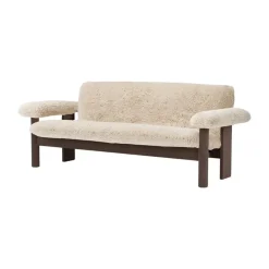 Sofá Brasilia 2 plazas, Dark oak-Nature sheepskin curly