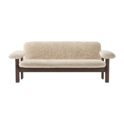Sofá Brasilia 2 plazas, Dark oak-Nature sheepskin curly