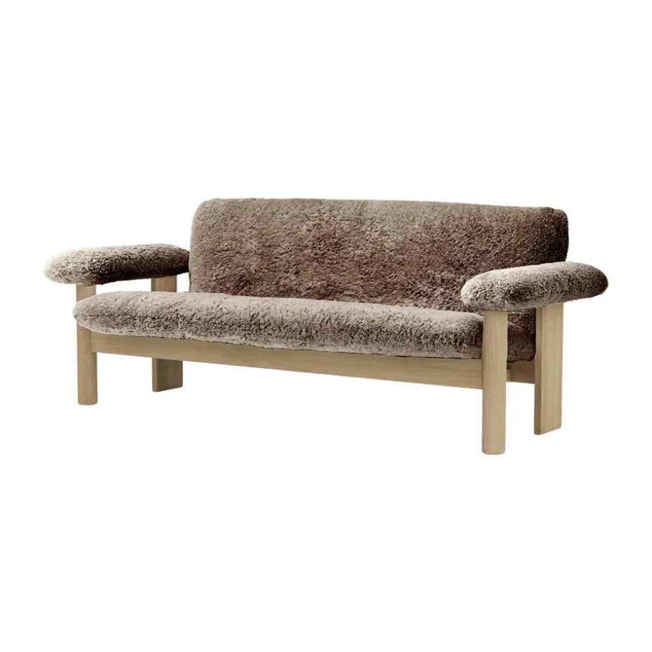 Sofá Brasilia 2 plazas, Natural oak-Sahara sheepskin curly