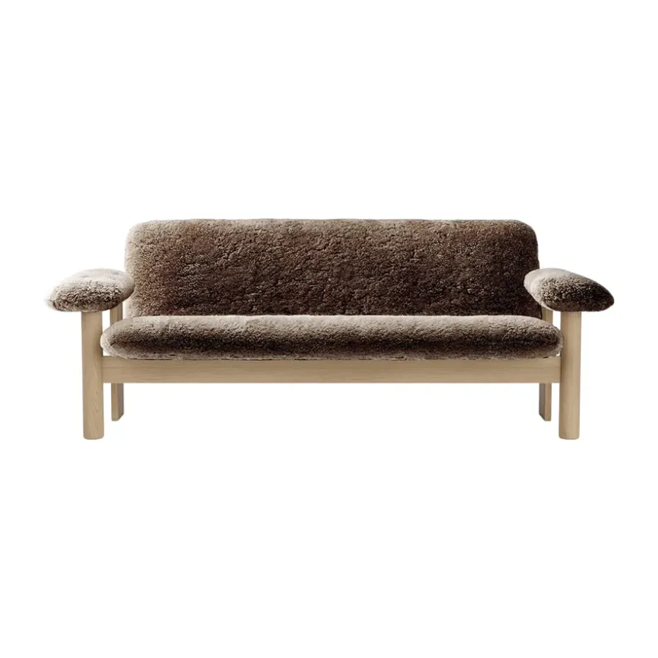 Sofá Brasilia 2 plazas, Natural oak-Sahara sheepskin curly