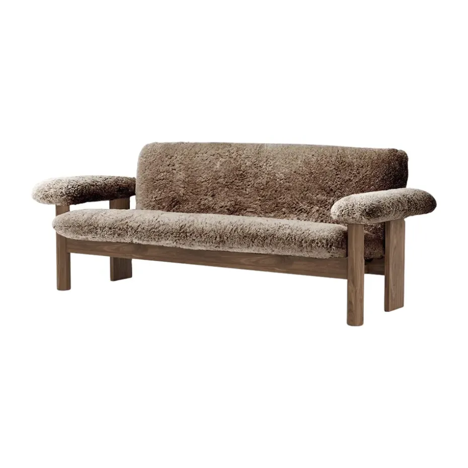Sofá Brasilia 2 plazas, Walnut-Sahara sheepskin curly