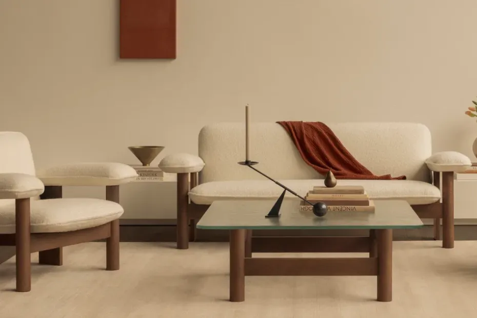 Sofá Brasilia 2 plazas, Walnut-Sahara sheepskin curly