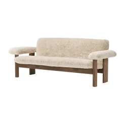 Sofá Brasilia 2 plazas, Walnut-Nature sheepskin curly