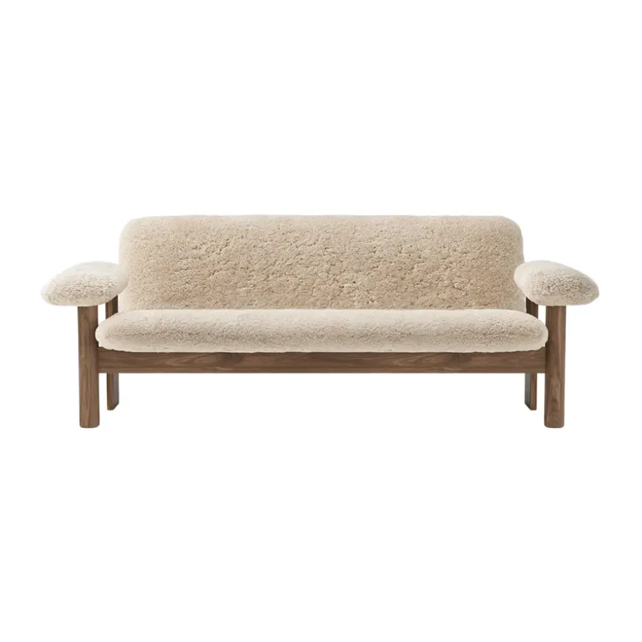 Sofá Brasilia 2 plazas, Walnut-Nature sheepskin curly