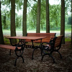 Sofá Byarum, Pino barniz marrón, soporte de aluminio en bruto, 155 cm