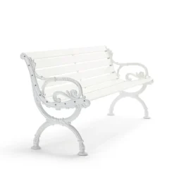 Sofá Byarum, Pino lacado en blanco, soporte blanco, 185 cm