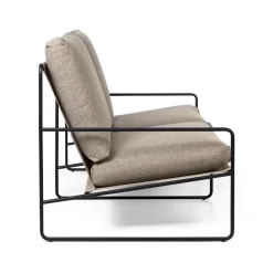 Sofá de 2 plazas Desert, Tela dark sand, base negra