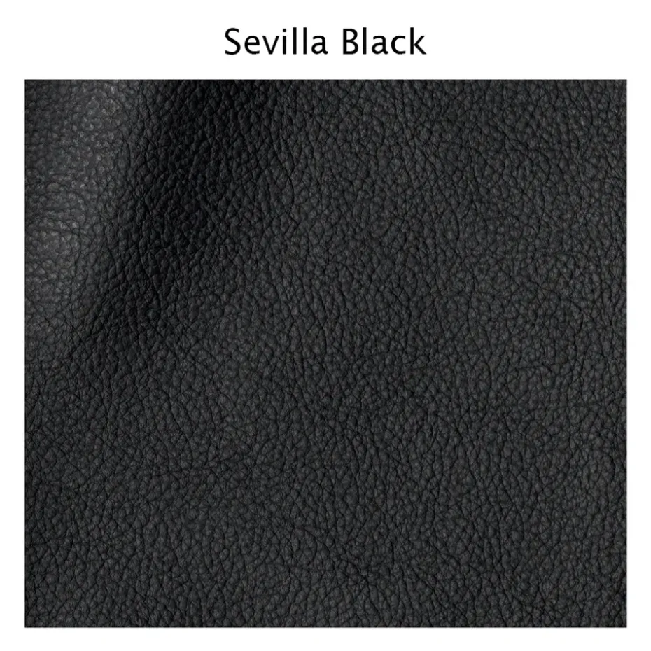 Sofá de 3 plazas Haga, Cuero sevilla negro, patas metálicas