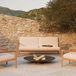 Sofá de 2 plazas Jack outdoor teak, offwhite, base de teca
