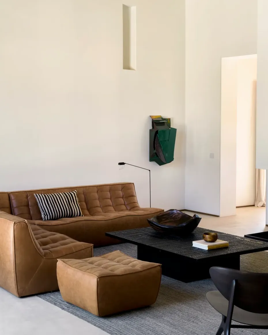 Sofá de 3 plazas N701, Cuero old saddle