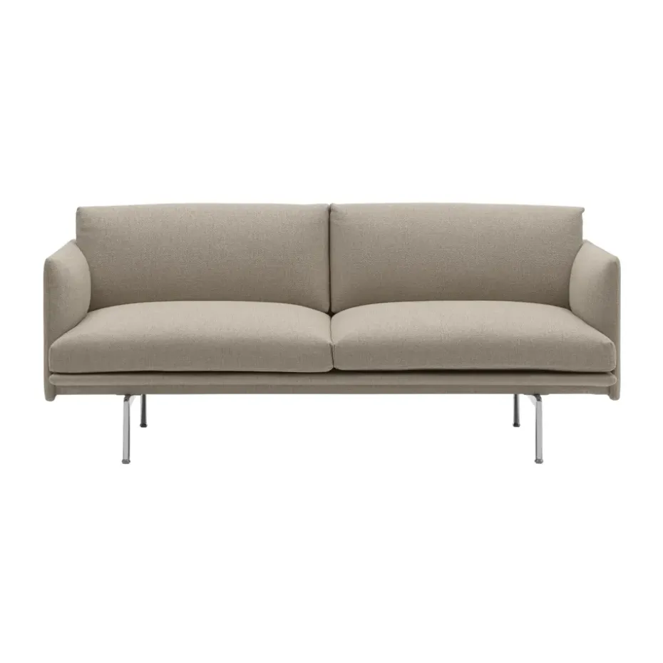 Sofá de 2 plazas Outline, Ecriture 240-Polished Aluminum