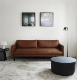 Sofá de 3 plazas Rar, Omaha leather cognac