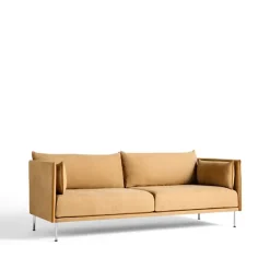 Sofá de 3 plazas Silhouette, Linara 142 cognac-patas cromadas