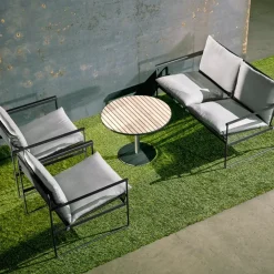 Sofá de 2 plazas Slow, Sunbrella gris-base de acero en color negro