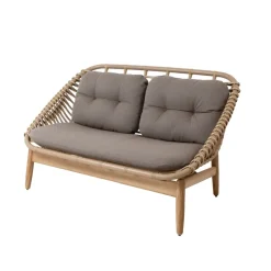 Sofá de 2 plazas String patas de teca, Cane-Line airtouch taupe