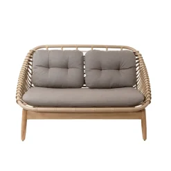 Sofá de 2 plazas String patas de teca, Cane-Line airtouch taupe