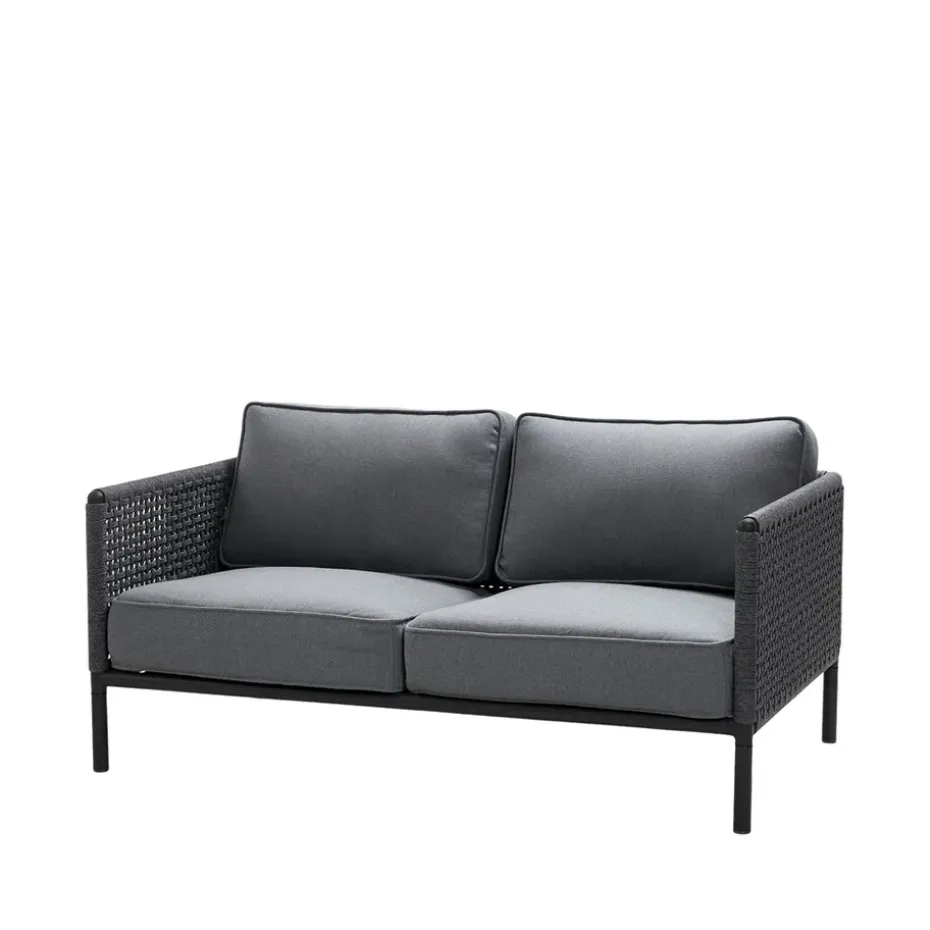 Sofá Encore de 2 plazas, Cane-Line airtouch lava grey/dark grey