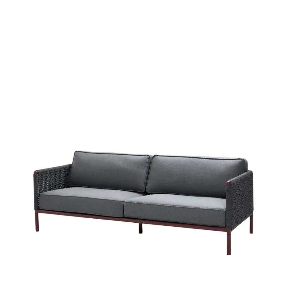 Sofá Encore de 3 plazas, Cane-Line airtouch bordeaux/dark grey