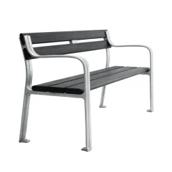 Sofá Joy, Caoba barniz negro, soporte de aluminio en bruto