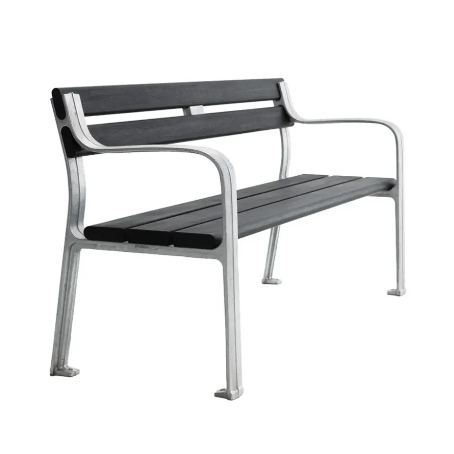 Sofá Joy, Caoba barniz negro, soporte de aluminio en bruto