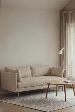 Sofá Linnevik, Bern Beige 0341-roble blanco aceitado, 2 plazas