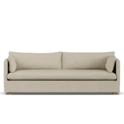 Sofá Linnevik, Bern beige 0341-roble blanco aceitado, 4 plazas, con faldón