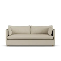 Sofá Linnevik, Bern Beige 0341-roble blanco aceitado, 3 plazas, con faldón