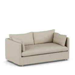 Sofá Linnevik, Bern beige 0341-roble blanco aceitado, 2 plazas, con faldón