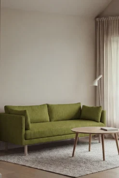 Sofá Linnevik, Luiza Green 3975-roble blanco aceitado, 3 plazas