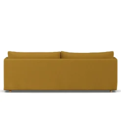 Sofá Linnevik, Luiza Mustard 3972-roble blanco aceitado, 4 plazas, con faldón