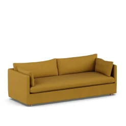 Sofá Linnevik, Luiza Mustard 3972-roble blanco aceitado, 4 plazas, con faldón