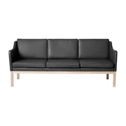 Sofá MK46 Mogens Koch de 3 plazas, Roble lacado-cuero negro
