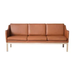 Sofá MK46 Mogens Koch de 3 plazas, Roble lacado-cuero coñac