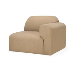Sofá modular Bulky, módulo terminal con reposabrazos izquierdo, Sepia claro