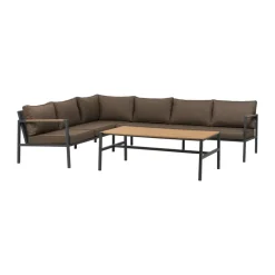 Sofá modular Cap, Antracita-marrón, 6 plazas