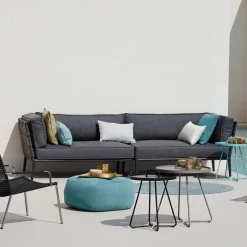 Sofá modular Conic, Cane-Line Airtouch light grey-derecha-incl. cojines