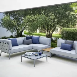 Sofá modular Conic, Cane-Line airtouch light grey-sencillo-incl. cojines