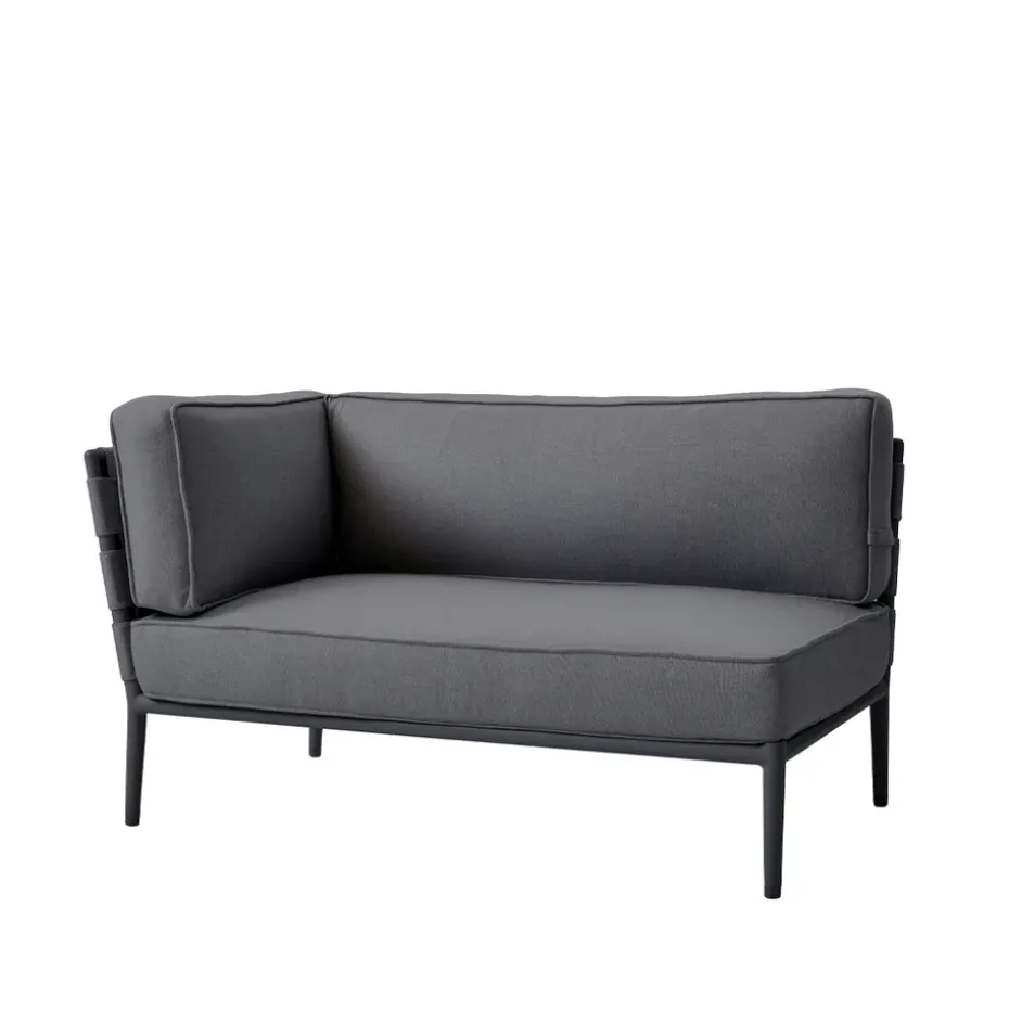 Sofá modular Conic, Cane-Line Airtouch grey, derecha, incl. cojines