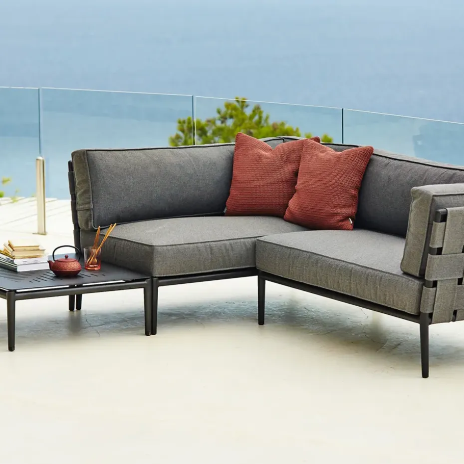 Sofá modular Conic, Cane-Line Airtouch grey, derecha, incl. cojines