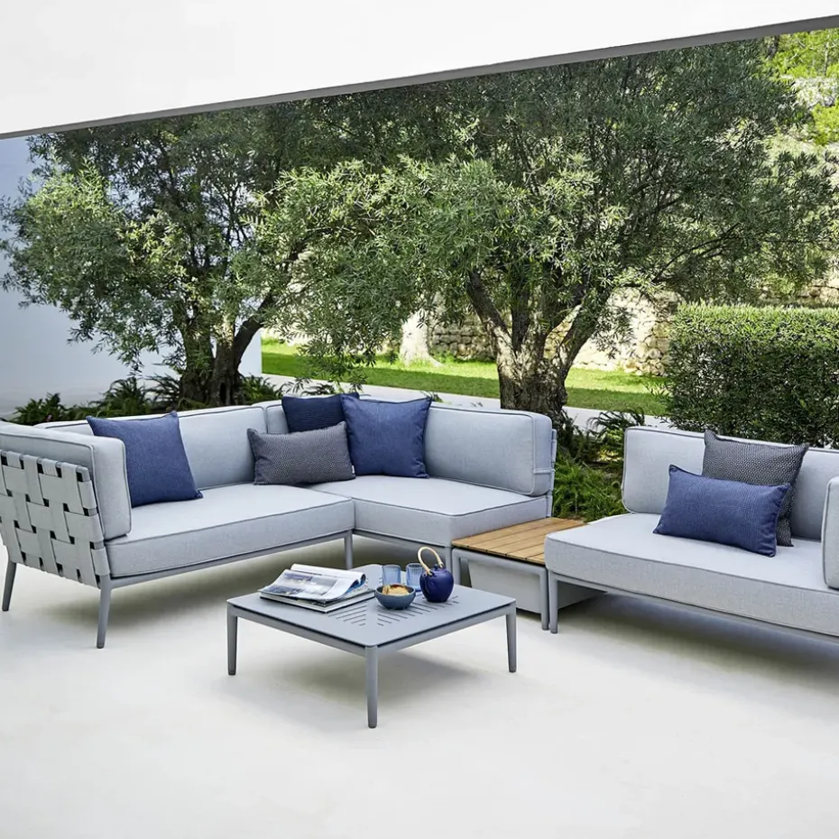 Sofá modular Conic, Cane-Line Airtouch grey, derecha, incl. cojines