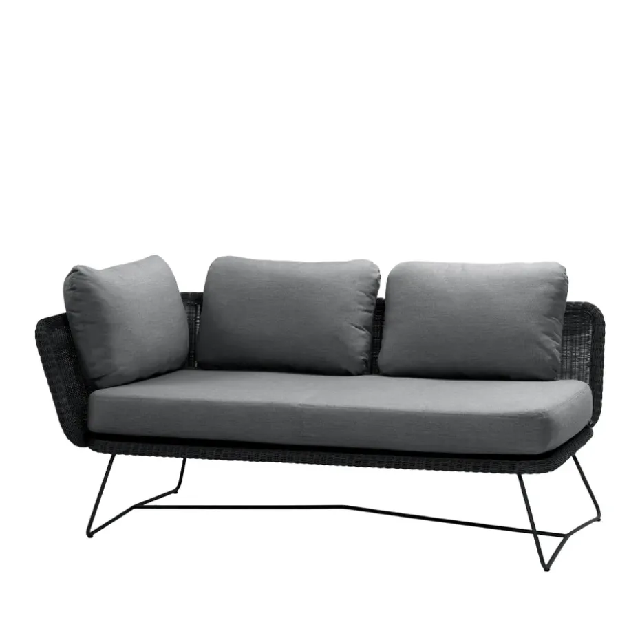 Sofá modular Horizon, Cane-Line Natté grey, derecho, soporte negro