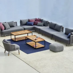 Sofá modular Moments, 2 plazas grey, central, Cane-Line soft rope