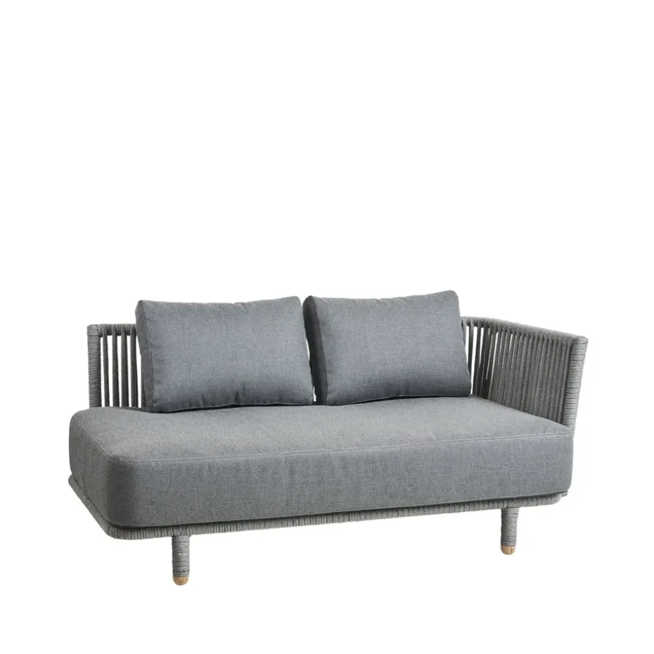 Sofá modular Moments, 2 plazas grey, izquierda, Cane-Line soft rope