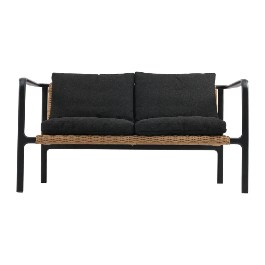 Sofá Motty, Svart-teddy black, 2 plazas