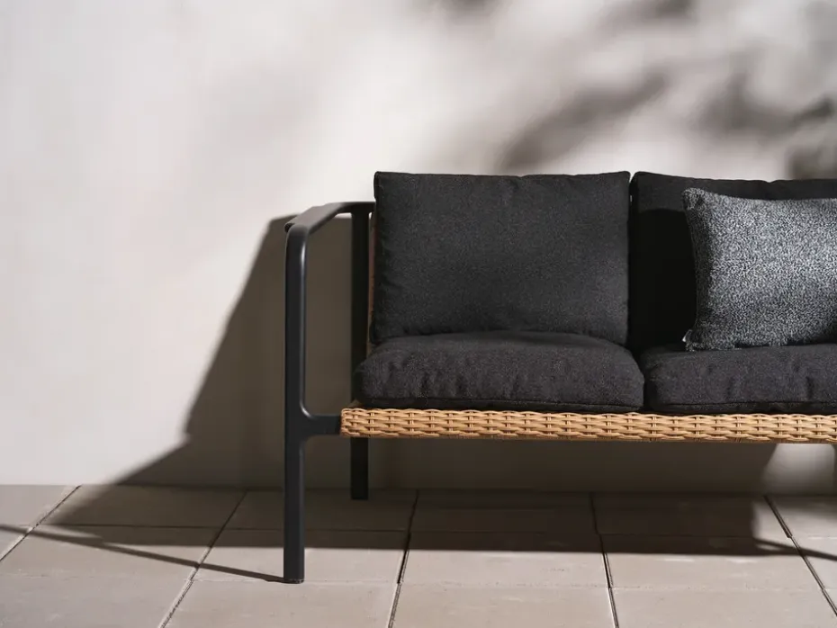 Sofá Motty, Svart-teddy black, 2 plazas