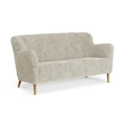 Sofá Nova de 2 plazas piel de oveja, Moonlight-roble aceitado