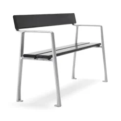Sofá Piccolo, Caoba barniz negro, soporte de aluminio en bruto