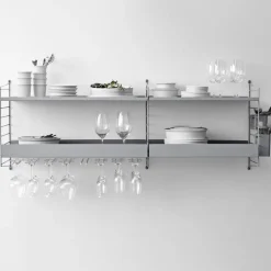 Soportes para copas String paquete de 2, Negro, 20cm