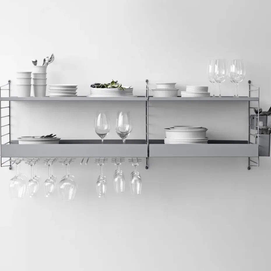 Soportes para copas String paquete de 2, Negro, 20cm