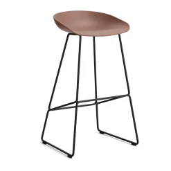 Taburete alto About a Stool 38, 2.0, Ladrillo suave-estructura de acero negro